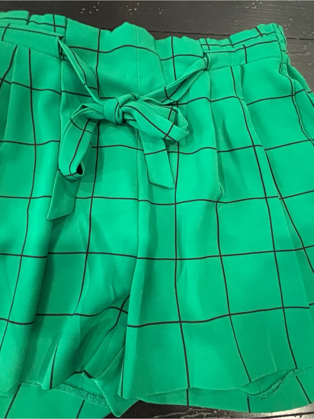 Worthington Green Shorts with Black Grid